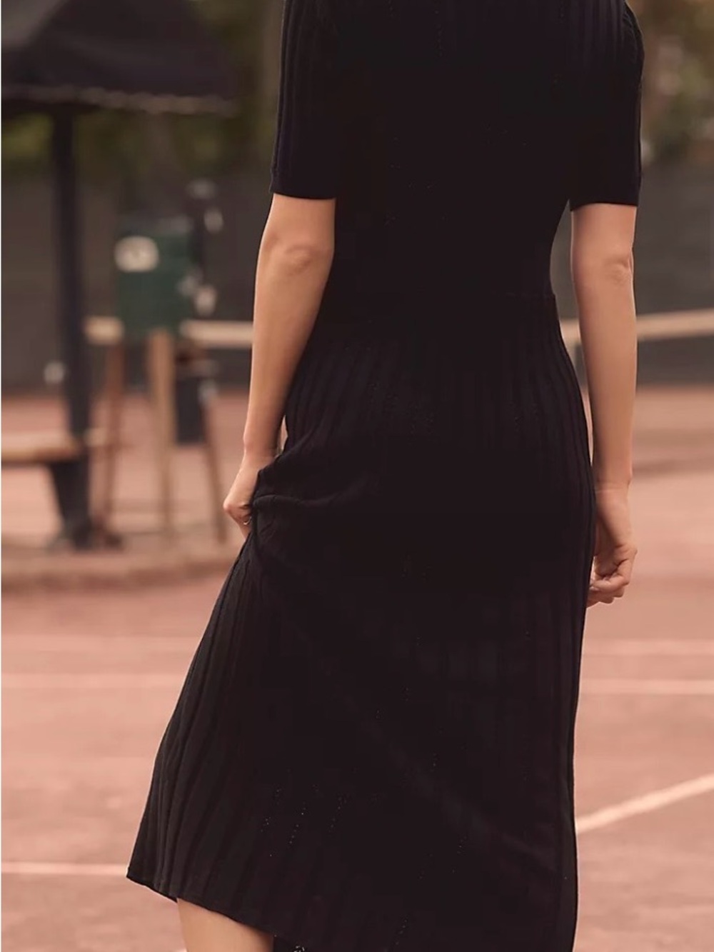 Varley by Anthropologie Black Zip-Front Midi Knit Dress, Size XL - Picture 3 of 11